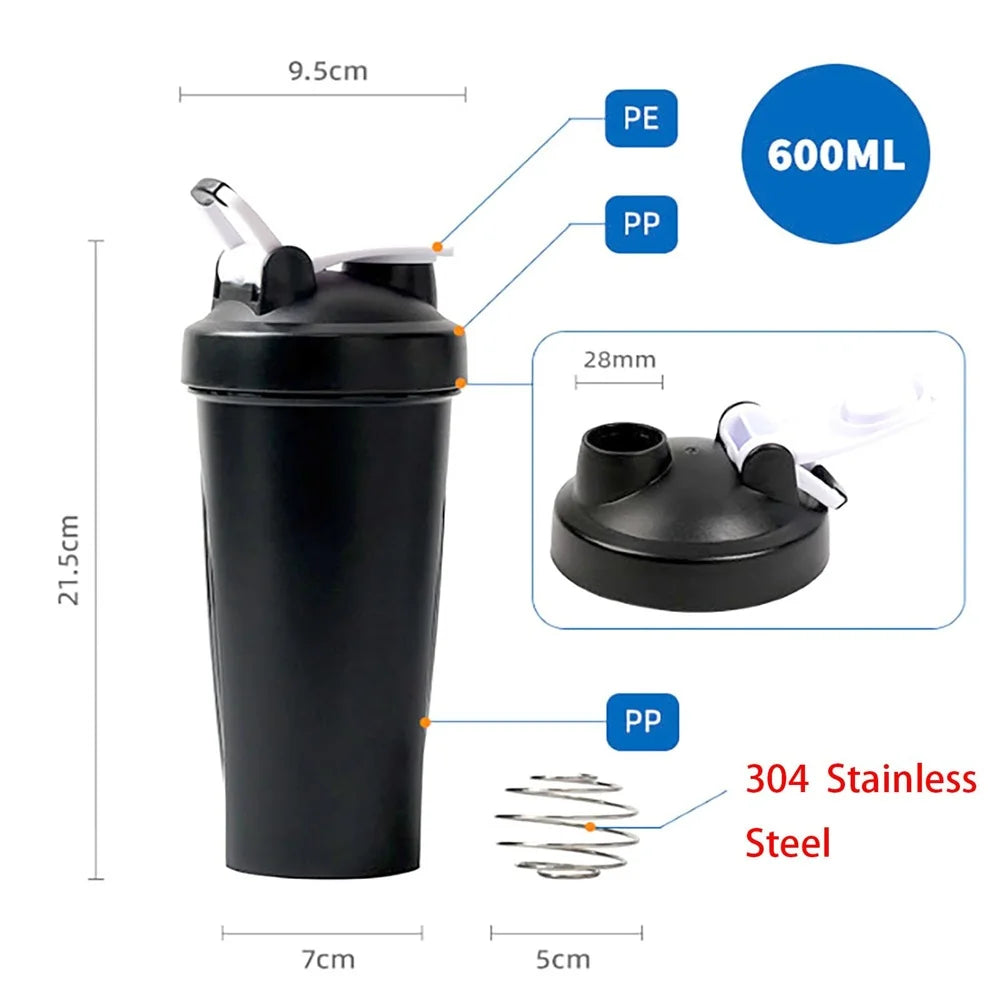 600ML Portable Protein Shaker Bottle