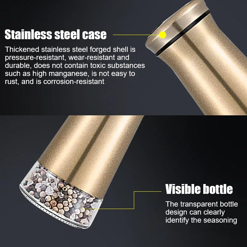 Stainless Steel Salt & Pepper Shakers – Kitchen Seasoning Bottles