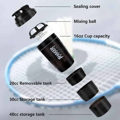 3 Layer Protein Shaker Bottle