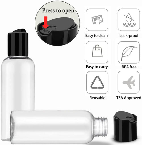 5 Pack 3.4 oz Travel Bottles Leakproof Toiletry Containers with Labels