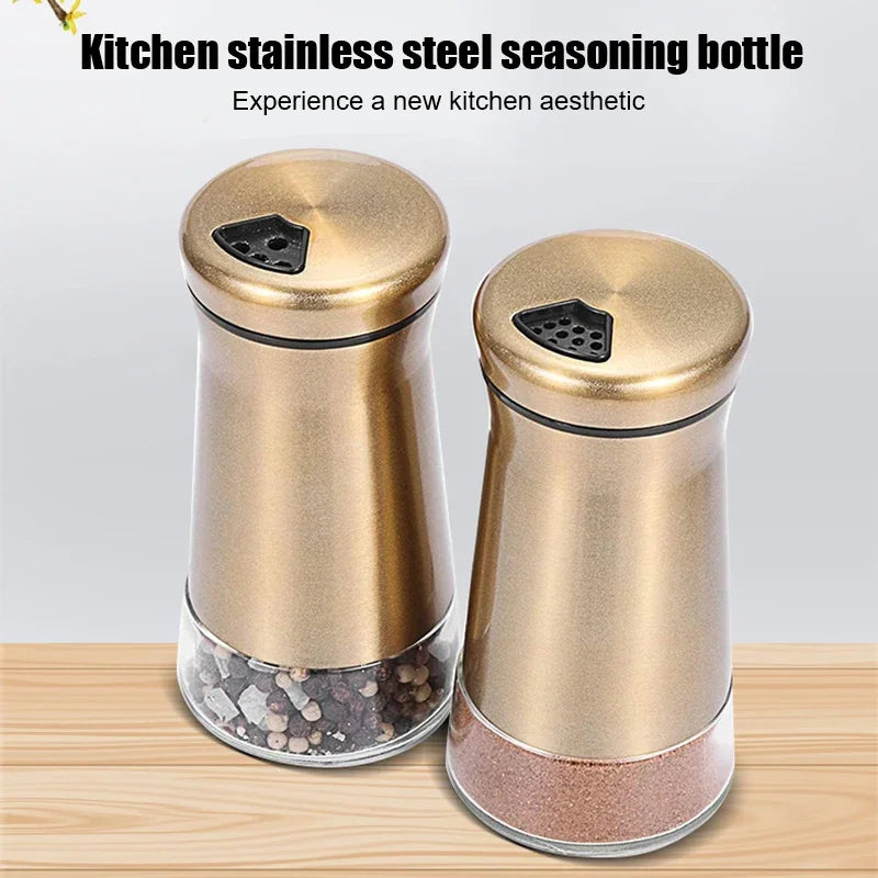 Stainless Steel Salt & Pepper Shakers – Kitchen Seasoning Bottles