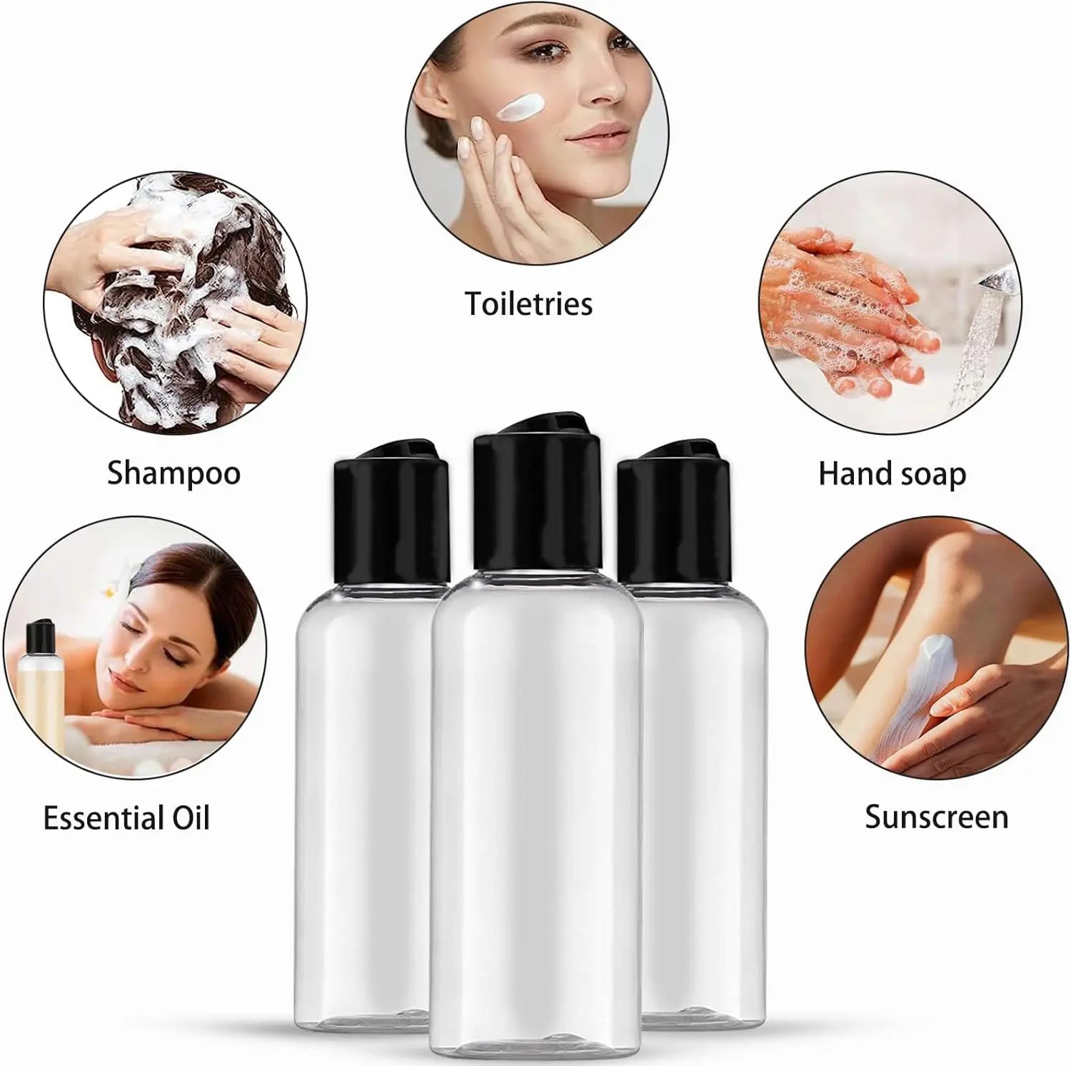 5 Pack 3.4 oz Travel Bottles Leakproof Toiletry Containers with Labels